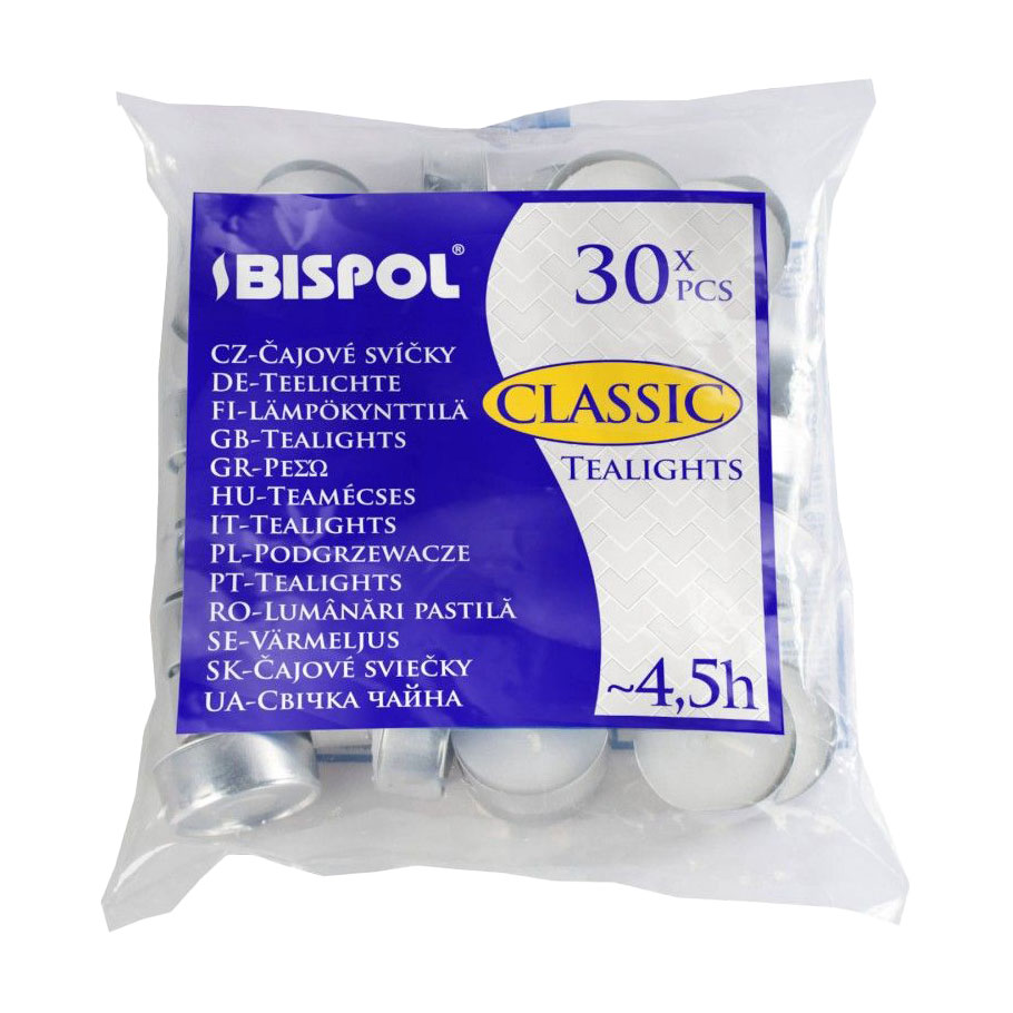 Чайні свічки Bispol Classiс Tealights, 30 шт